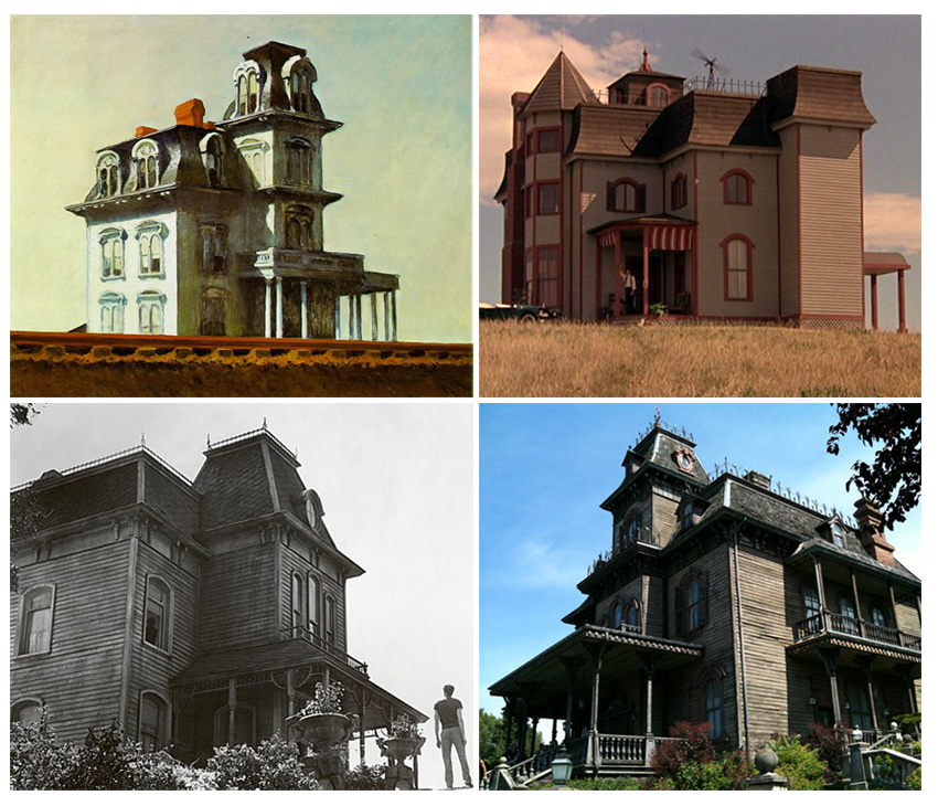Clockwise from bottom left Hitchcock's Psycho 1960 House by Railroad by