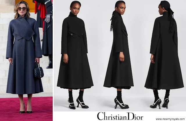 Queen Rania wore Dior Black Double-Sided Cashmere Felt Coat