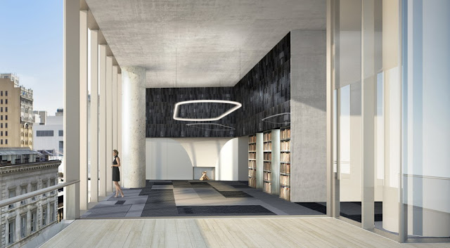 Rendering of interior room with high ceilings at 56 Leonard Street by Herzog & De Meuron, New York