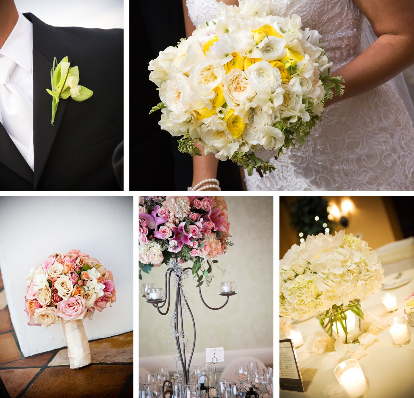 black and white centerpieces