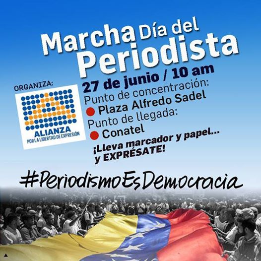Alianza por la libertad de expresión convoca a marcha el día del Periodista en Caracas.