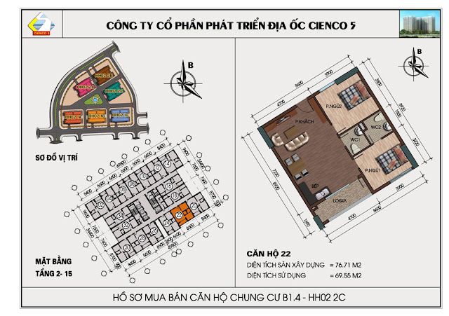 Mặt bằng căn hộ 20 chung cư b1.4 hh02-2c thanh hà