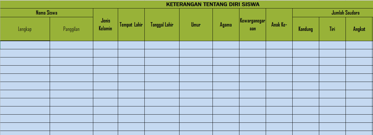 Aplikasi Input Data Siawa Format Excell Gratiss - Contoh 