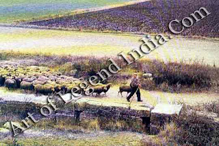 The farming tradition In Cezanne's time, most of the population still lived in the countryside, eking out a living as peasant farmers. Here a Provencal shepherd leads his flock past the ruins of a Roman watermill in the countryside near 