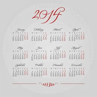 Simple elegant style Calendar 2014 red and white