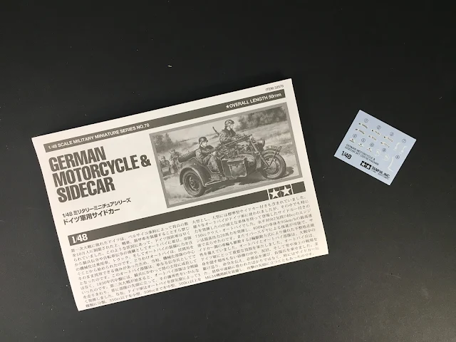 notice de la maquette  German motorcycle & side-car de Tamiya au 1/48.