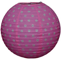 Pink Polka Dot Lantern 35cm