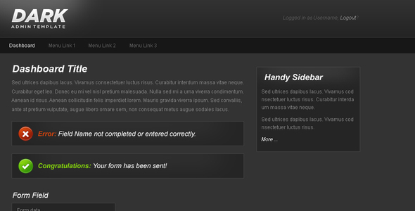 Dark Admin - Admin Templates Site Templates