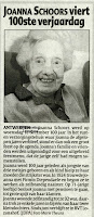 Joanna Schoors (1902-2003), gevierd als honderdjarige.