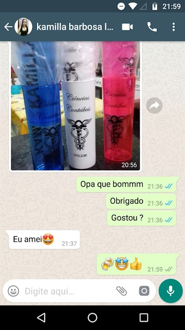 Avaliação de clientes, Feedback dos clientes, debrind copos personalizados 