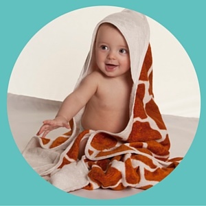 Funky giraffe print Cuddledry baby towel