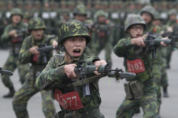 Taiwanese recruits in training, archive image via AP.