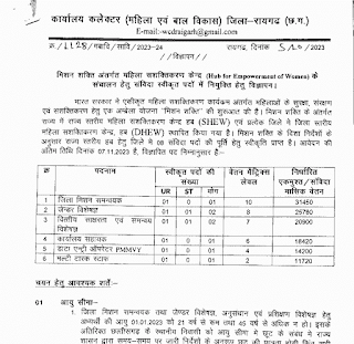 RAIGARH COLLECTOR OFFICE CLASS THREE AND FOURTH VACANCY : रायगढ़ में तृतीय एवं चतुर्थ श्रेणी पदों की भर्ती