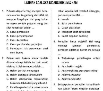 Soal Latihan SKB Bidang Hukum dan HAM, https://gurujumi.blogspot.com/