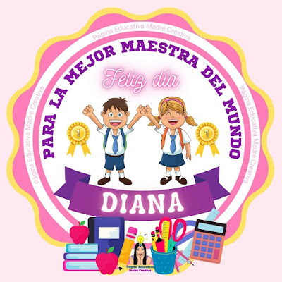 PIN de Maestra con nombre Diana - Diseño 3