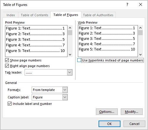 Microsoft Word Reference Button Table of Figures With Shortcut Key