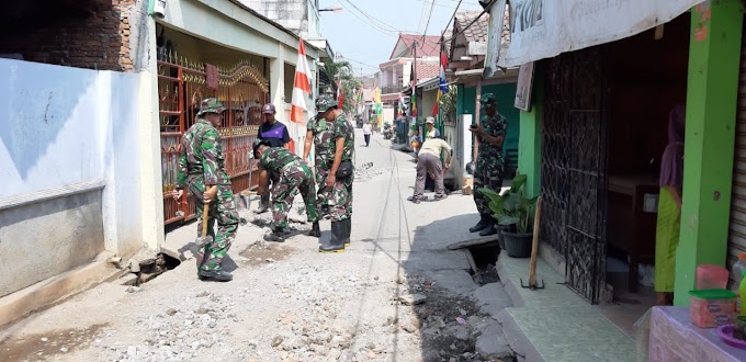 Hari Kedua TMMD, TNI Dibantu Warga Mulai Perbaiki Jalan Swadaya