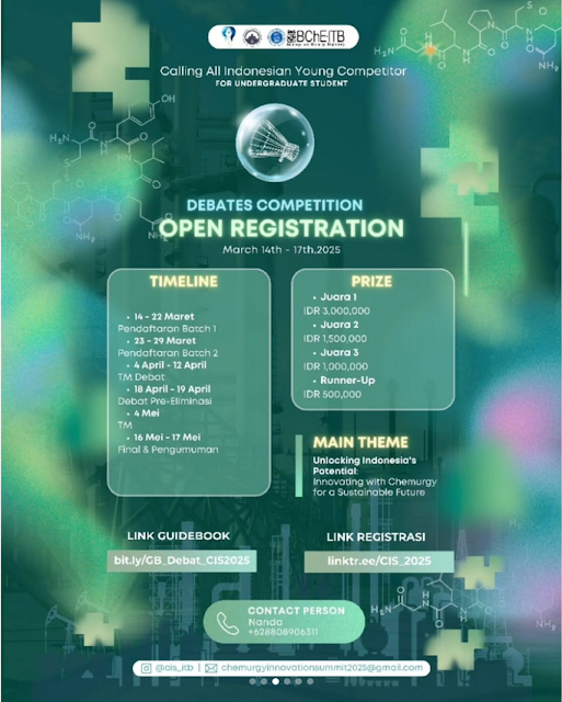 Chemurgy Innovation Summit ITB, Ada Lomba BCC, PI, Debat dan Poster