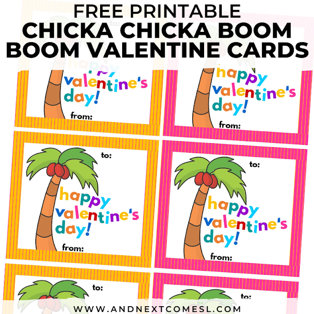 Chicka Chicka Boom Boom printable Valentine cards for kids