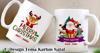 Design Tema Kartun Natal merupakan salah satu ide design mug natal keren untuk kamu