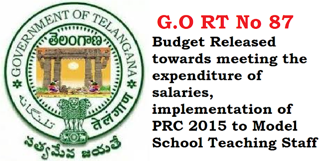 G.O RT No 87 Budget Released towards meeting the expenditure of salaries, implementation of PRC 2015 to Model School Teaching Staff /2016/06/go-rt-no-87-budget-released-towards-meeting-the-expenditure-of-salaries-implementation-of-prc-2015-to-model-school-teaching-staff.html