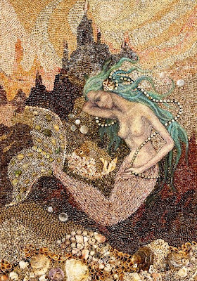 Seashell mosaic artwork