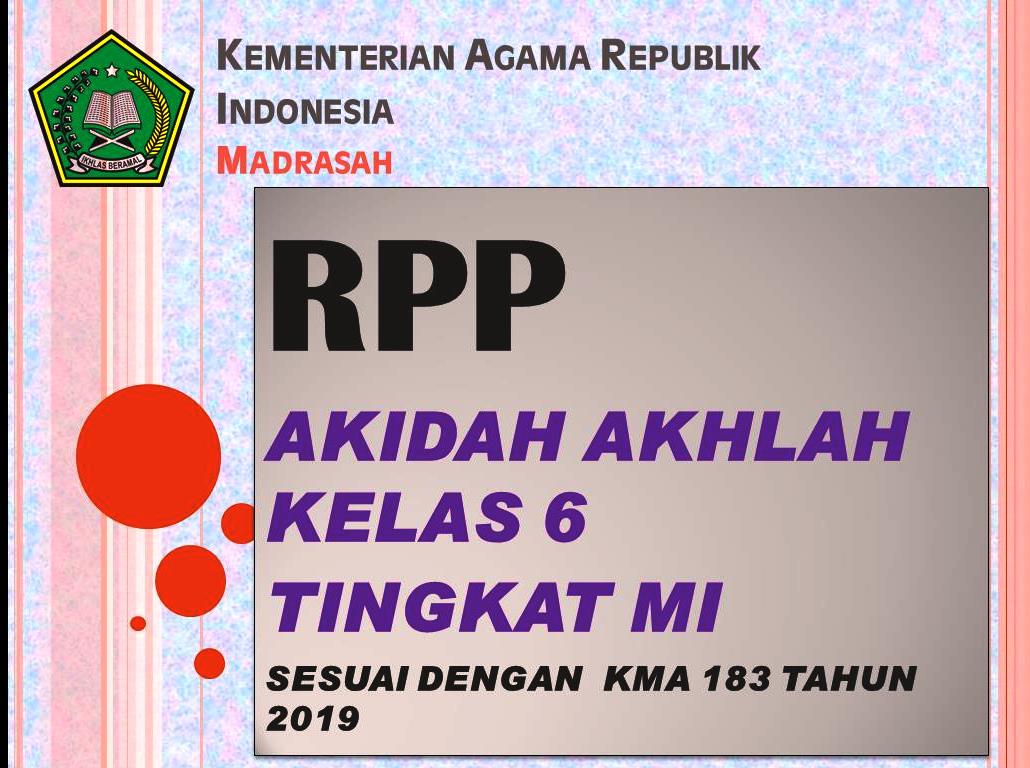 Download Gratis RPP   Akidah Akhlak Kelas 6 MI Sesuai KMA 183 Tahun 2019