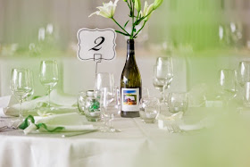 Table settings for Kim and Adam's wedding.  Kent Buttars, Seattle Wedding Officiant, presiding.