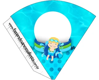 Blondie Boy Pool Party Free Printable Cones.