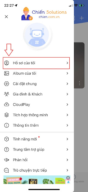 Chọn vào Hồ sơ của tôi