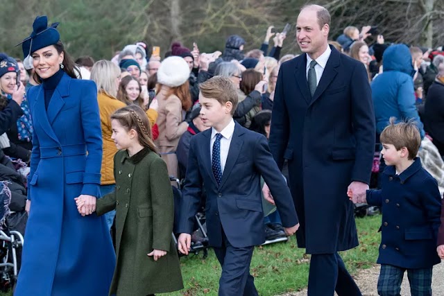 Kate Middleton and Prince William Attend Royal Christmas with Children.