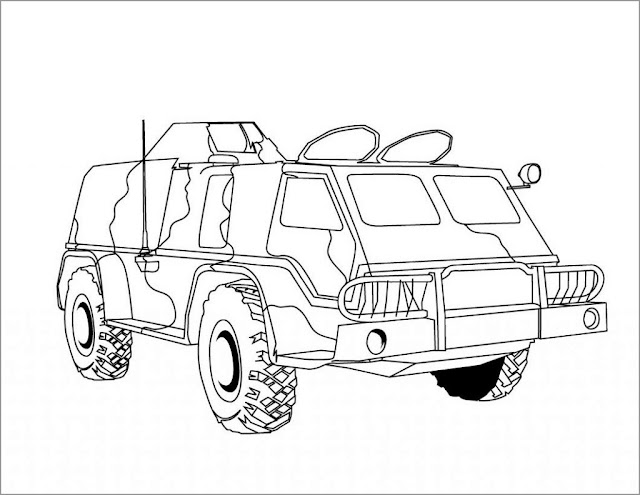 Military Cars Coloring Page - Free Printable For Kids