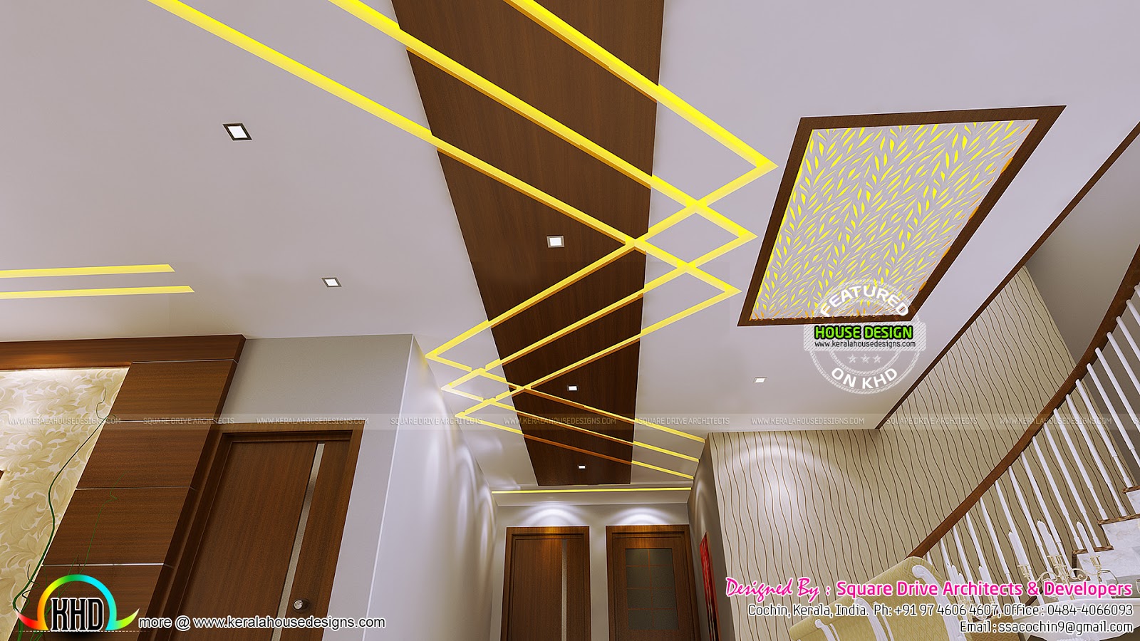  False  ceiling  bedroom and dining interiors Kerala home  