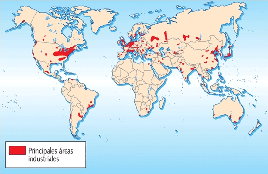 Mapa de las principales industrias del mundo