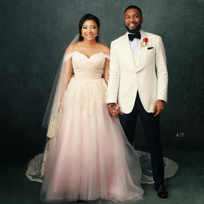 Tinsel stars Linda Ejiofor and Ibrahim Suleiman white wedding photos