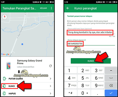 cara mencari hp samsung yang hilang