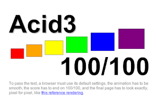 Google Chrome 4'ün Acid3 test sonucu