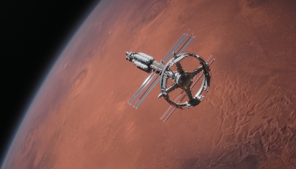 Helios spaceship Phoenix orbiting Mars in season 3 of 'For All Mankind' TV series