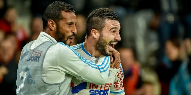 Romain Alessandrini, ici aux côtés d'Alaixys Romao, laisse exploser sa joie après son but contre Lille. 