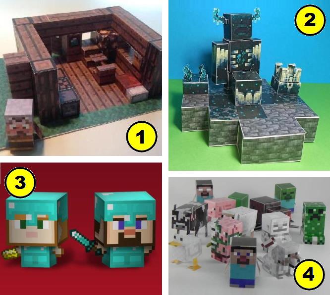 PAPERMAU: Minecraft - Mini House Paper Model With Furniture - by
