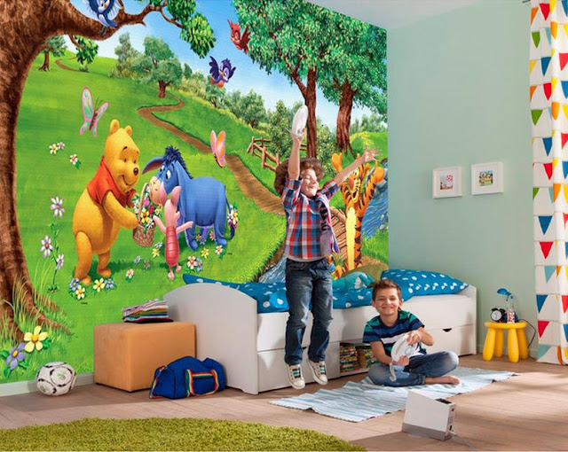 Winnie the Pooh wall mural 3d wallpaper children room bedroom cartoon boys