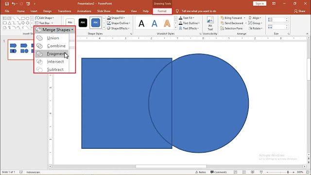 Cara Memotong Shape di Powepoint 2016