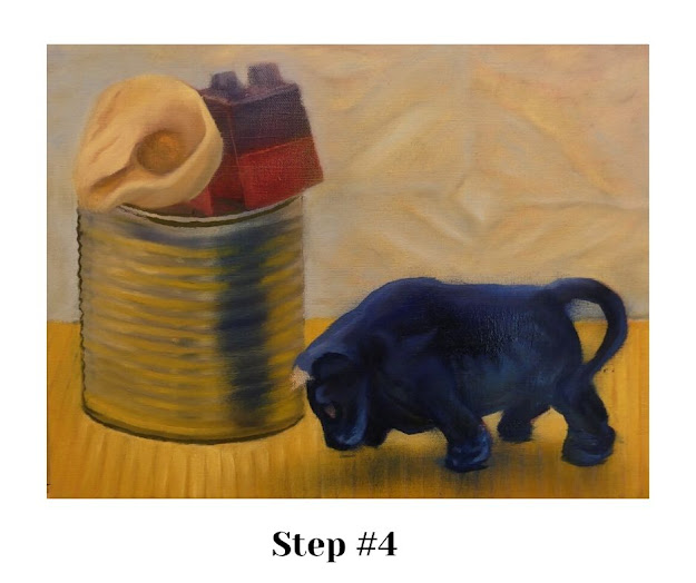 STEP #4: Defining the bull's colors & cardboard texture.