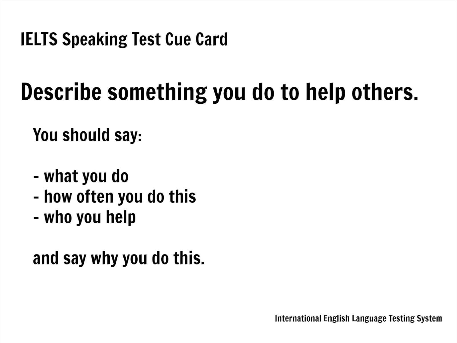 Describe something you do to help others | IELTS Speaking ...