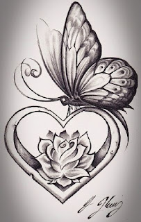 flower heart tattoos