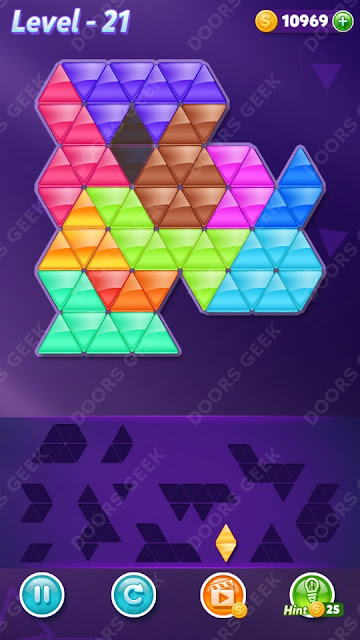 Block! Triangle Puzzle 12 Mania Level 21 Solution, Cheats, Walkthrough for Android, iPhone, iPad and iPod