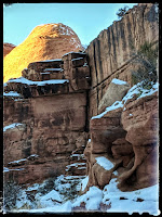 A Small Arch and Sunset Lighting along Grandstaf Canyon Trail Moab, Utah