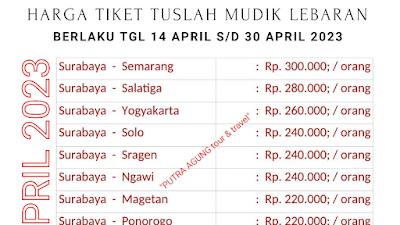 Harga Tiket Mudik Lebaran Tahun 2023