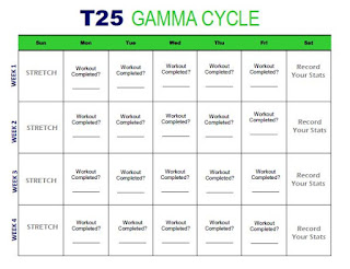 Workout Calendar GAMMA T25 Beachbody