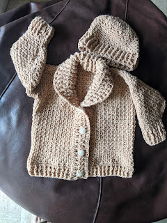 Lil Boy Cardigan & Beanie Set - free crochet pattern info from Sweet Nothings Crochet